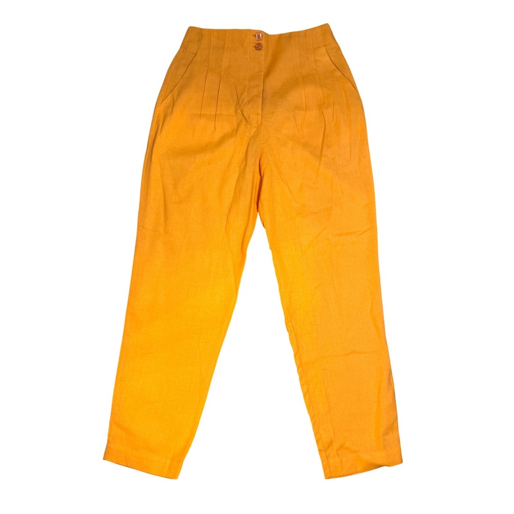 Dress To Rio de‎ Janeiro New  Orange Linen Blend Pleated Tapered Pants Size 38/4